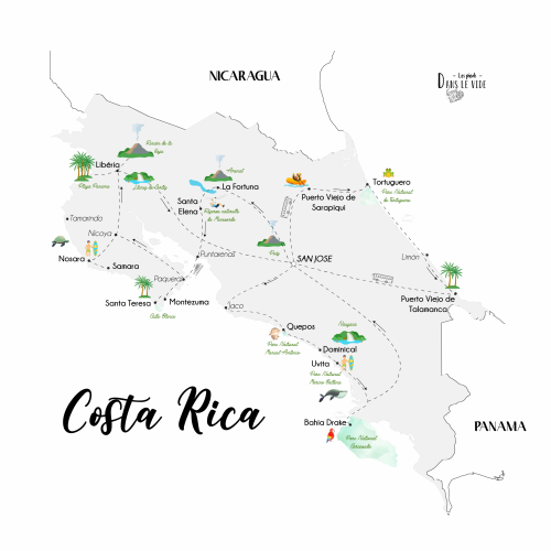 Itinéraire Costa Rica - lespiedsdanslevide