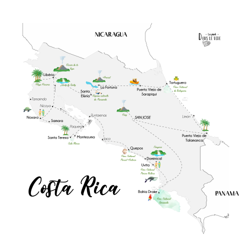 Itinéraire recommandé Costa Rica - lespiedsdanslevide