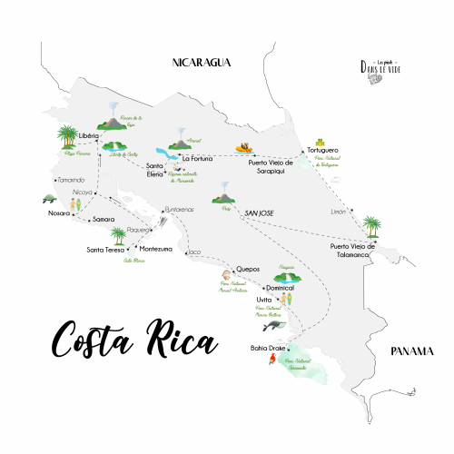 Itinéraire recommandé Costa Rica - lespiedsdanslevide